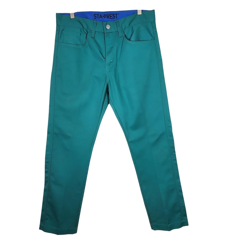 LEVI'S 513 STA-PREST Pants Mens 32x30 Green Slim Straight Chino Casual Ivy Style